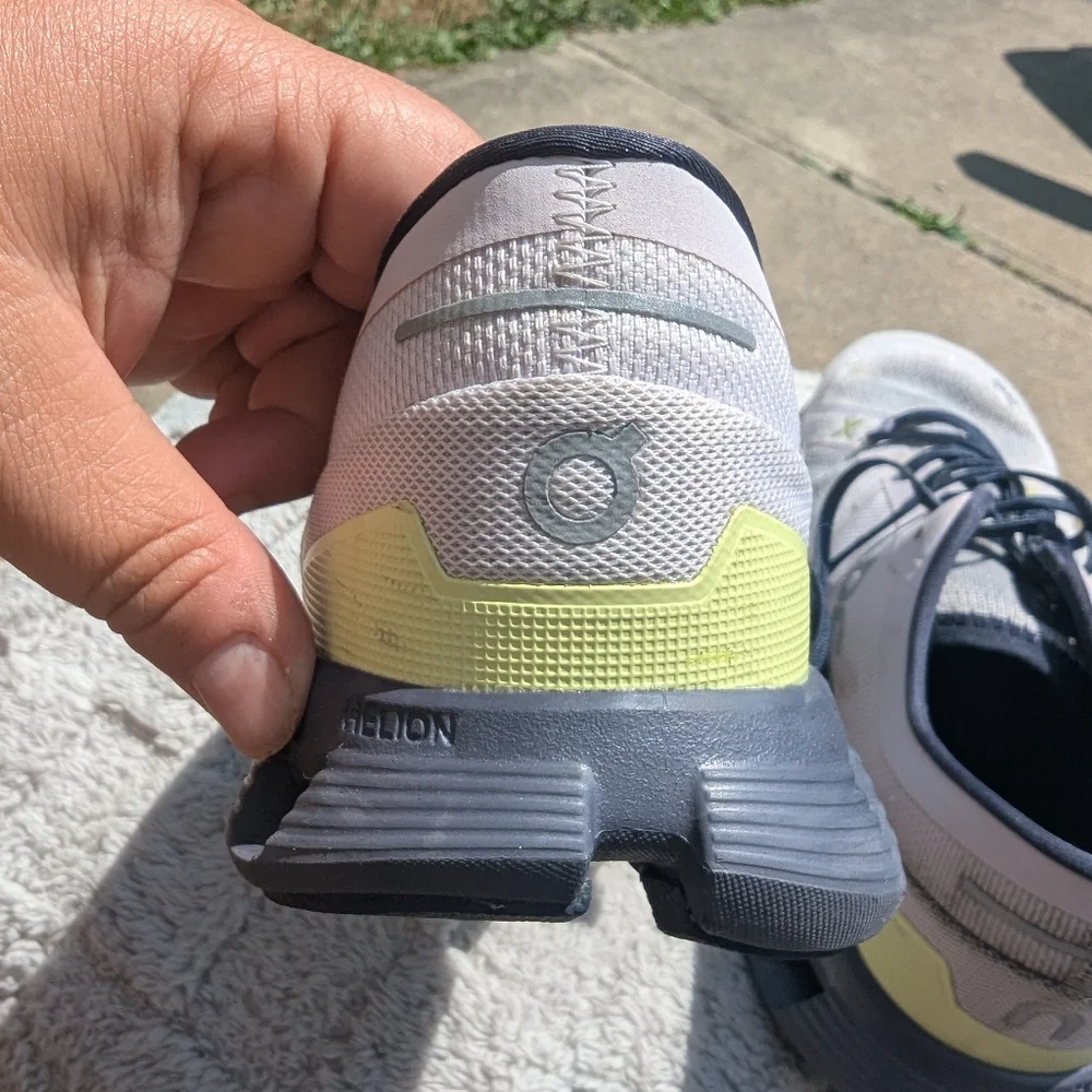 On Running Women's Sneakers - Light Pink, Gray, Neon Yellow